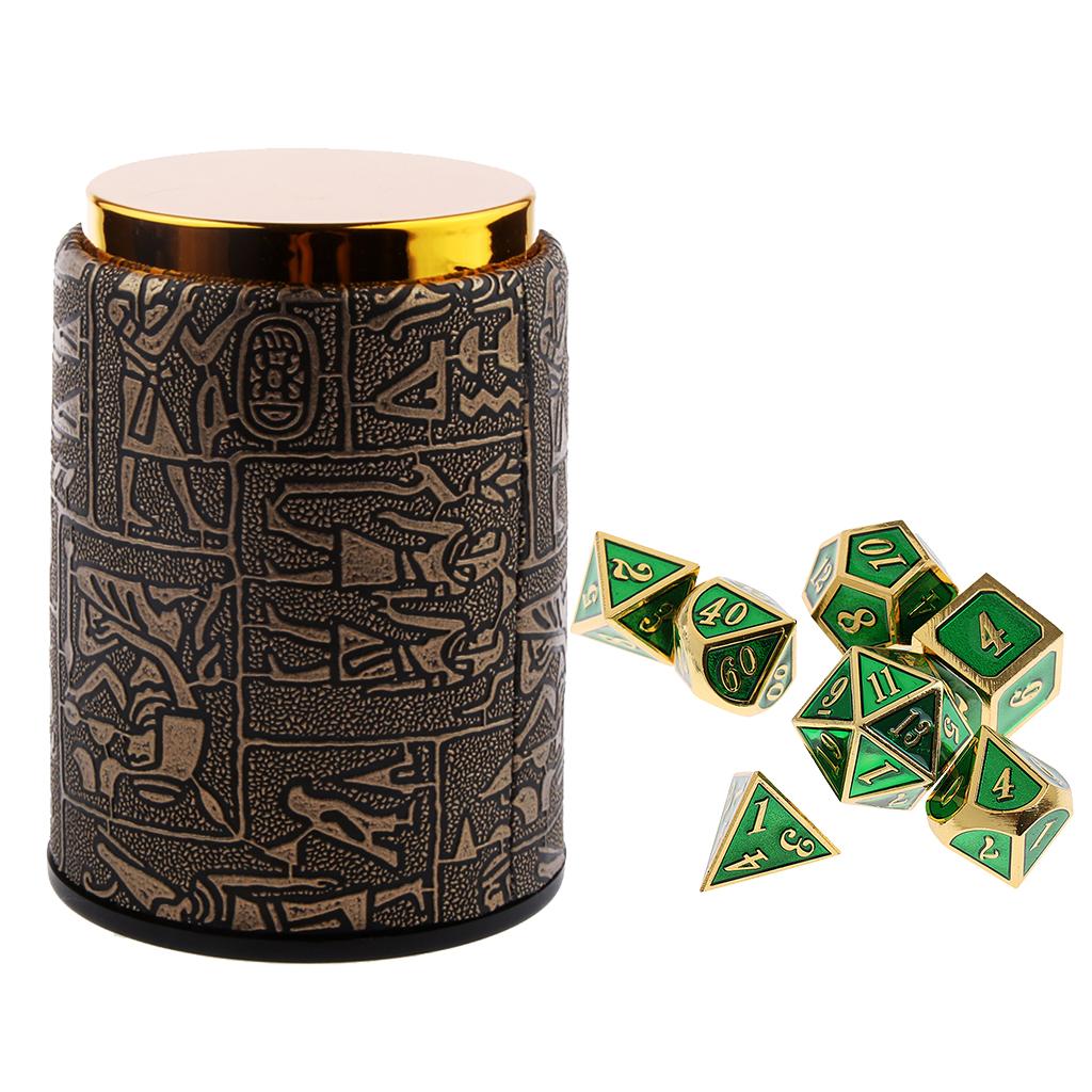 7X Metal Polyhedral Dice for Dungeons and Dragons Table Game+Dice Cup #7