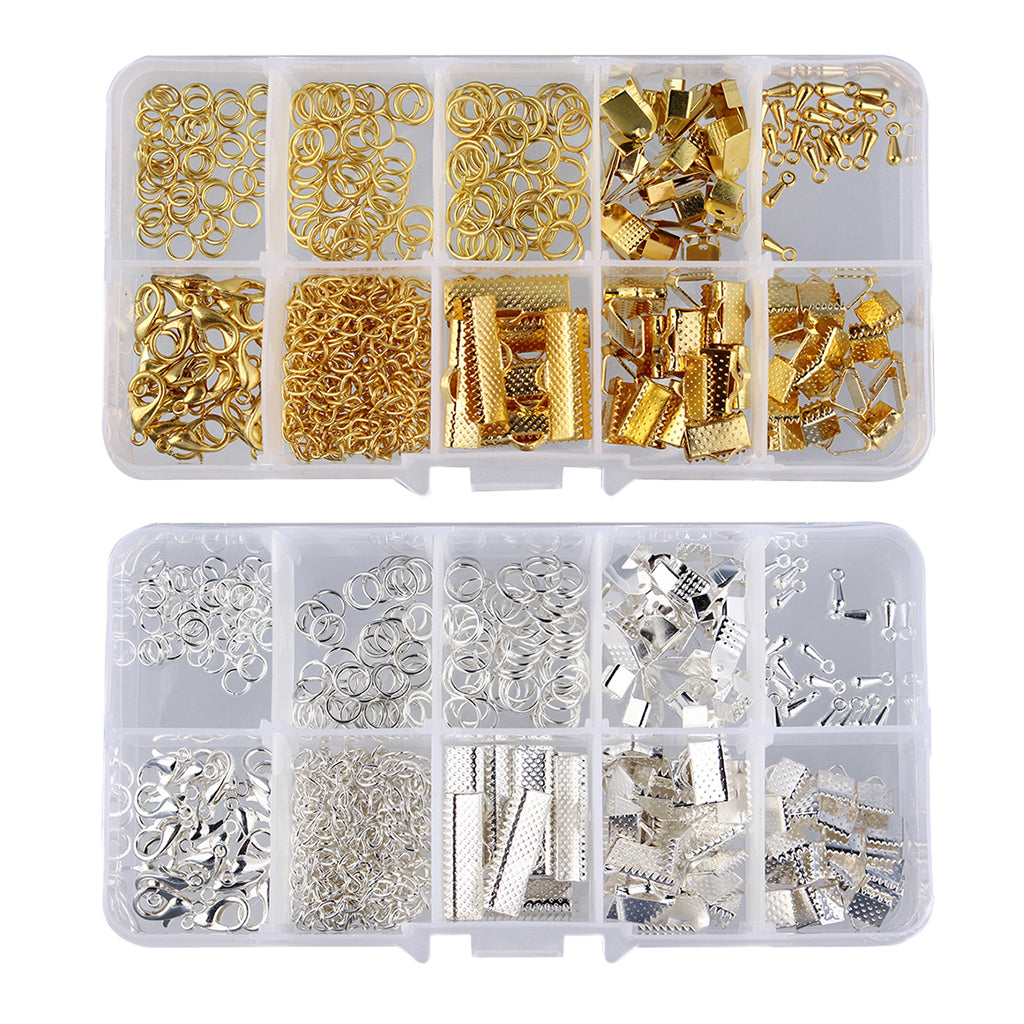 2 Set Jewelry Making Starter Kit Earring Bracelet Necklace DIY Gold & Silver
