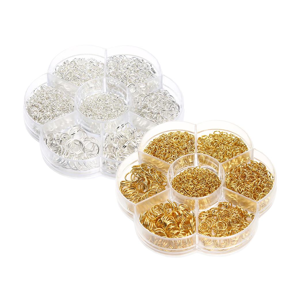 2 Boxes Mixed Size Iron Plated Jump Rings for Jewelry Making Gold & Silver