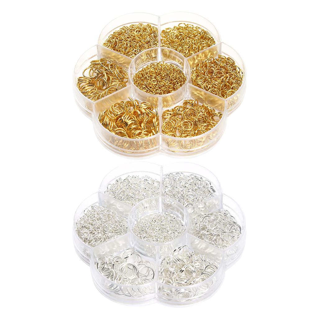 2 Boxes Mixed Size Iron Plated Jump Rings for Jewelry Making Gold & Silver