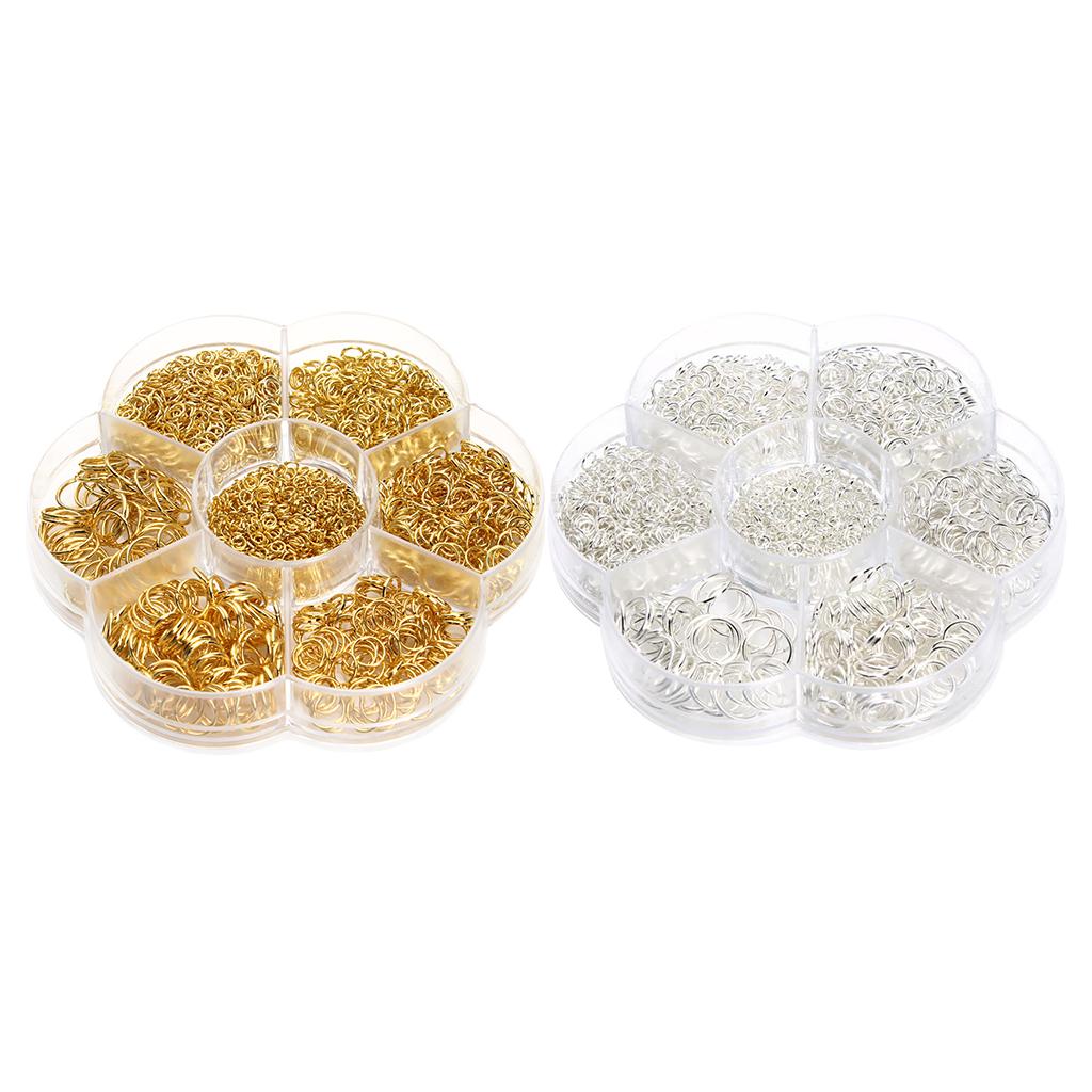 2 Boxes Mixed Size Iron Plated Jump Rings for Jewelry Making Gold & Silver