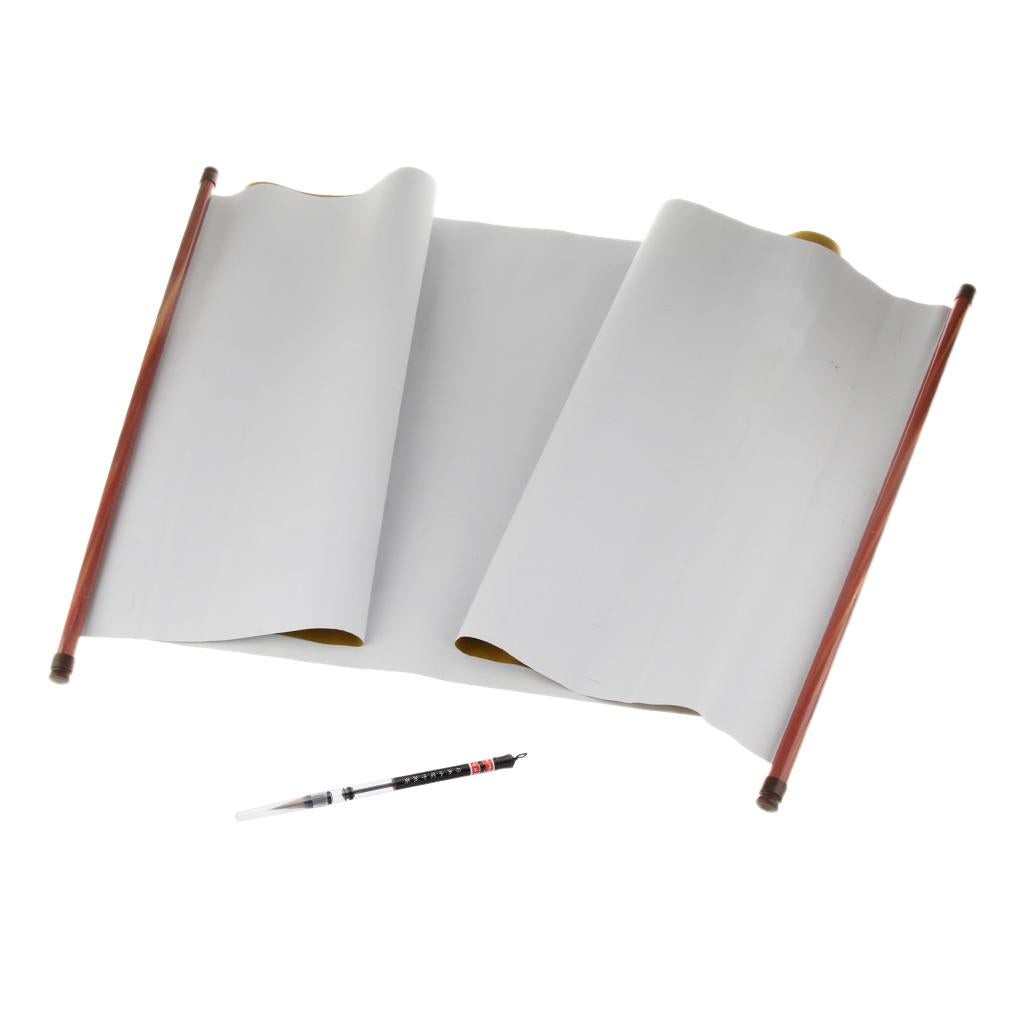 Chinese Calligraphy Water Rewrite Blank Scroll Paper Cloth & Water Brush Pen