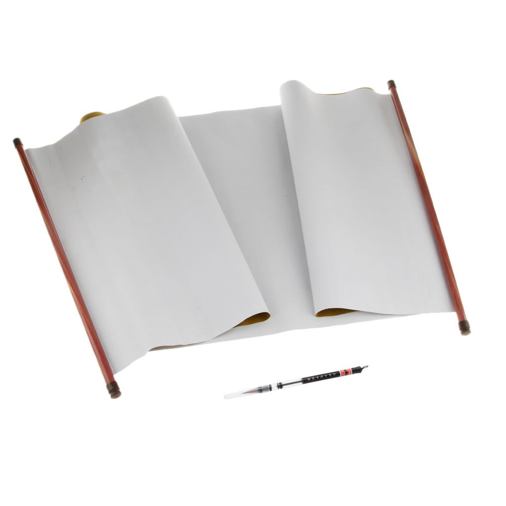 Chinese Calligraphy Water Rewrite Blank Scroll Paper Cloth & Water Brush Pen