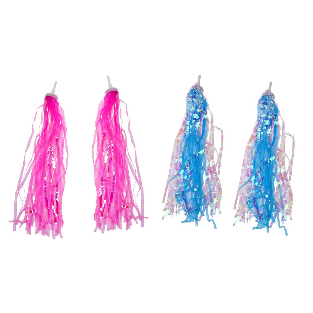 2 Pairs Bike Streamers Tricycle Kids Girls Handlebar Grip Tassels 2 Colors