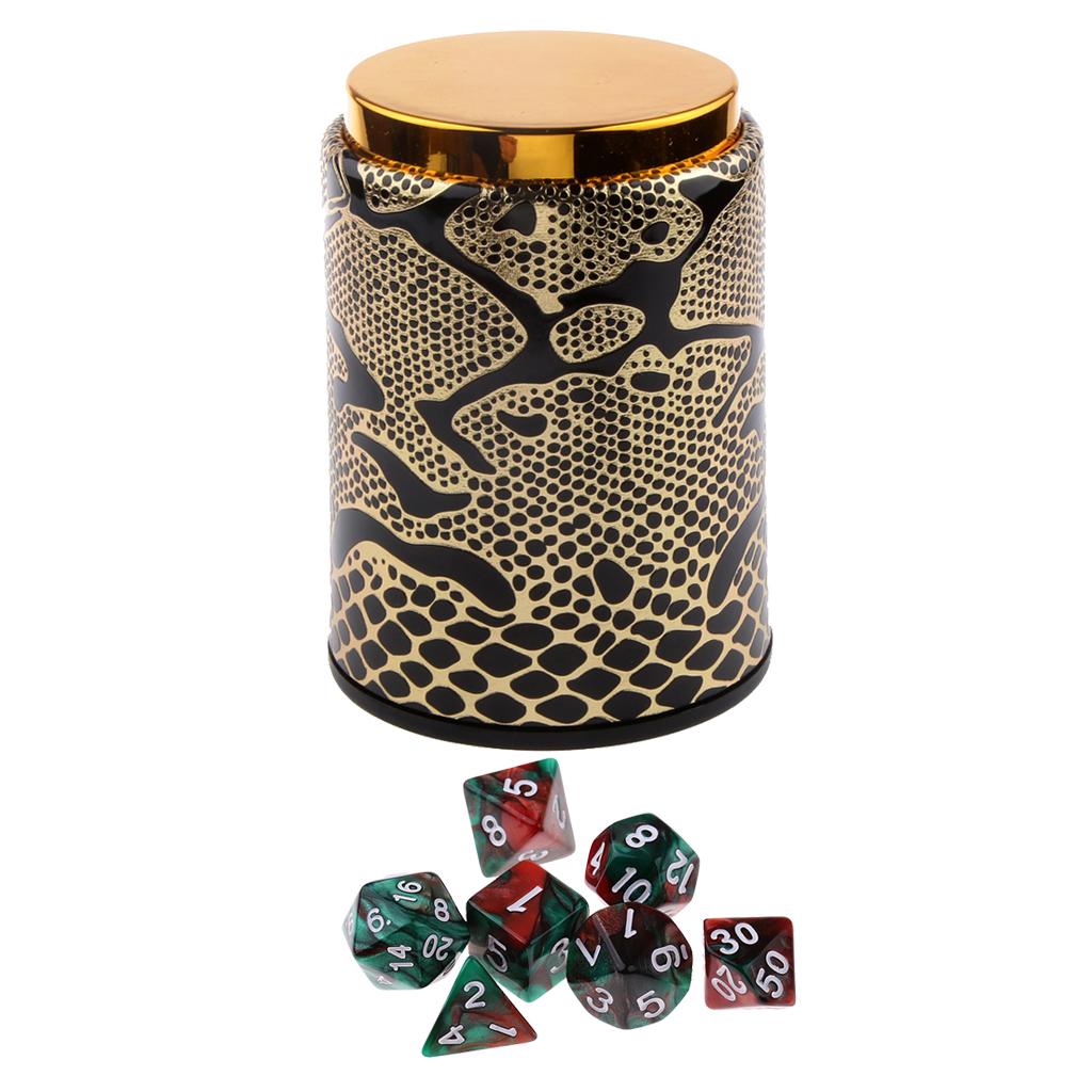 7X Acrylic Polyhedral Dice for Dungeons and Dragons Table Game+Dice Cup #1