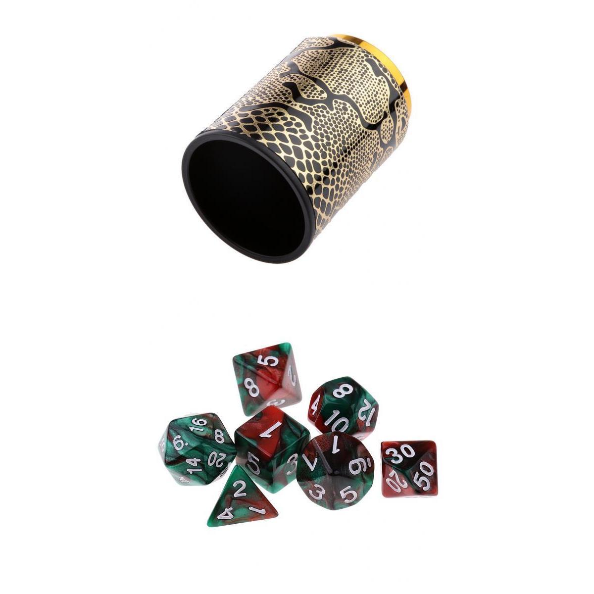7X Acrylic Polyhedral Dice for Dungeons and Dragons Table Game+Dice Cup #1