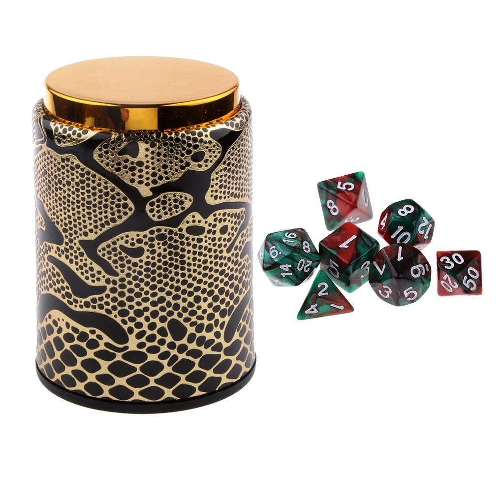 7X Acrylic Polyhedral Dice for Dungeons and Dragons Table Game+Dice Cup #1