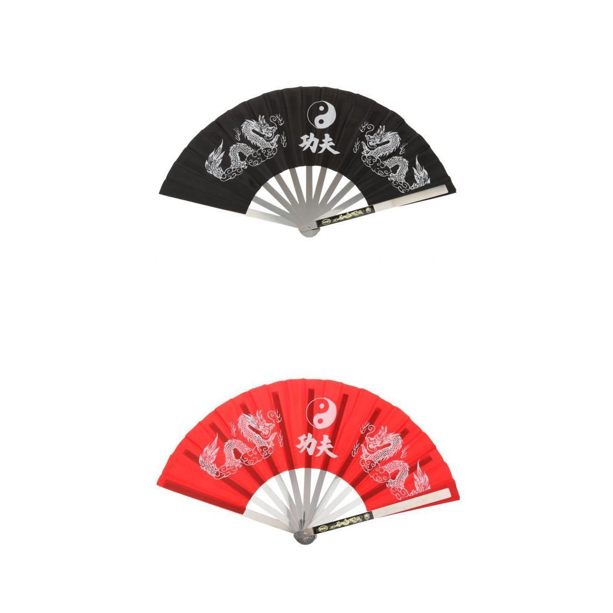 2Pcs Chinese Kung Fu Martial Arts Tai Chi Dragon Stainless Steel Frame Fan