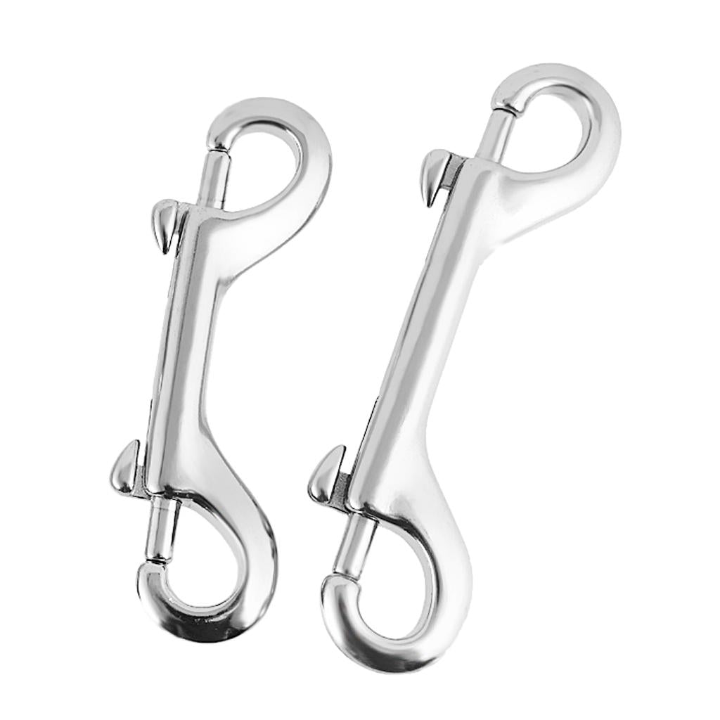 2x Diving Stainless Steel Double Ended Bolt Snap Buckle Metal Clip 77mm 90mm
