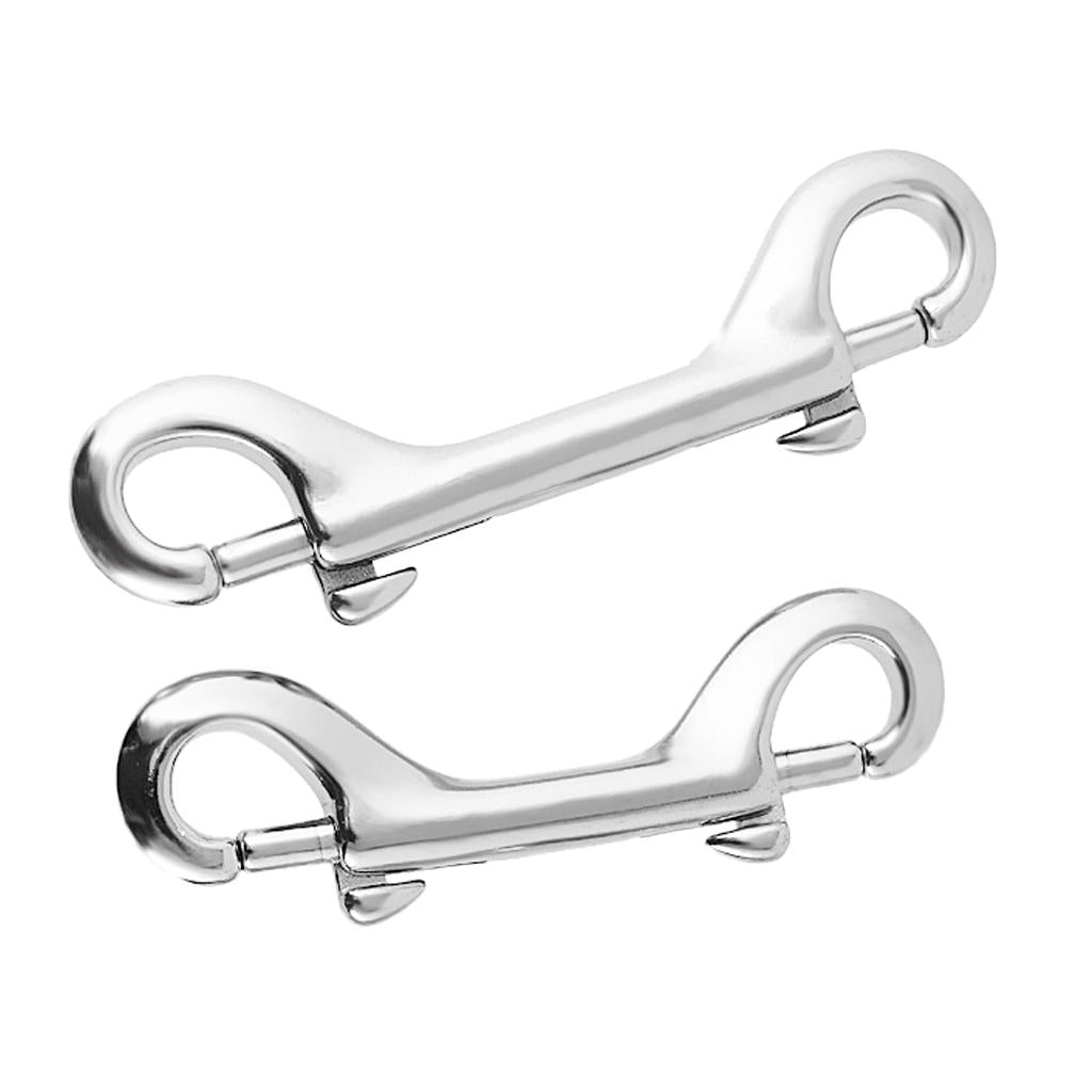 2x Diving Stainless Steel Double Ended Bolt Snap Buckle Metal Clip 77mm 90mm