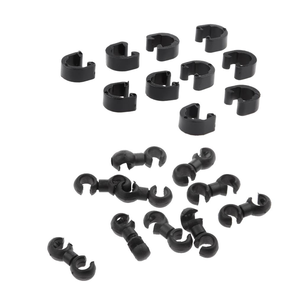 Bike Brake Gear Cable Clips House Hosing Guides Black + Bike C-Clips Buckle