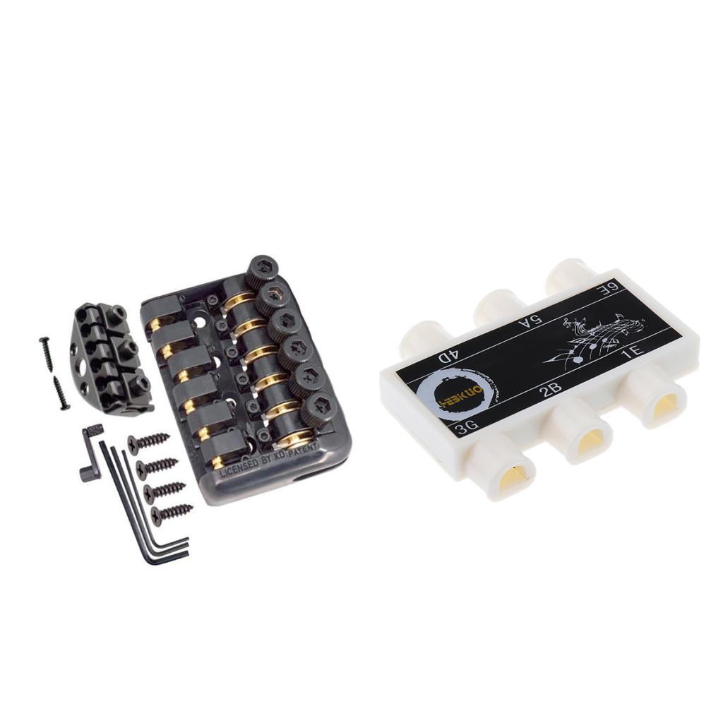 1 Set Saddle Headless Electric Guitar Fixed Bridge Tailpiece with Pitch Pipe