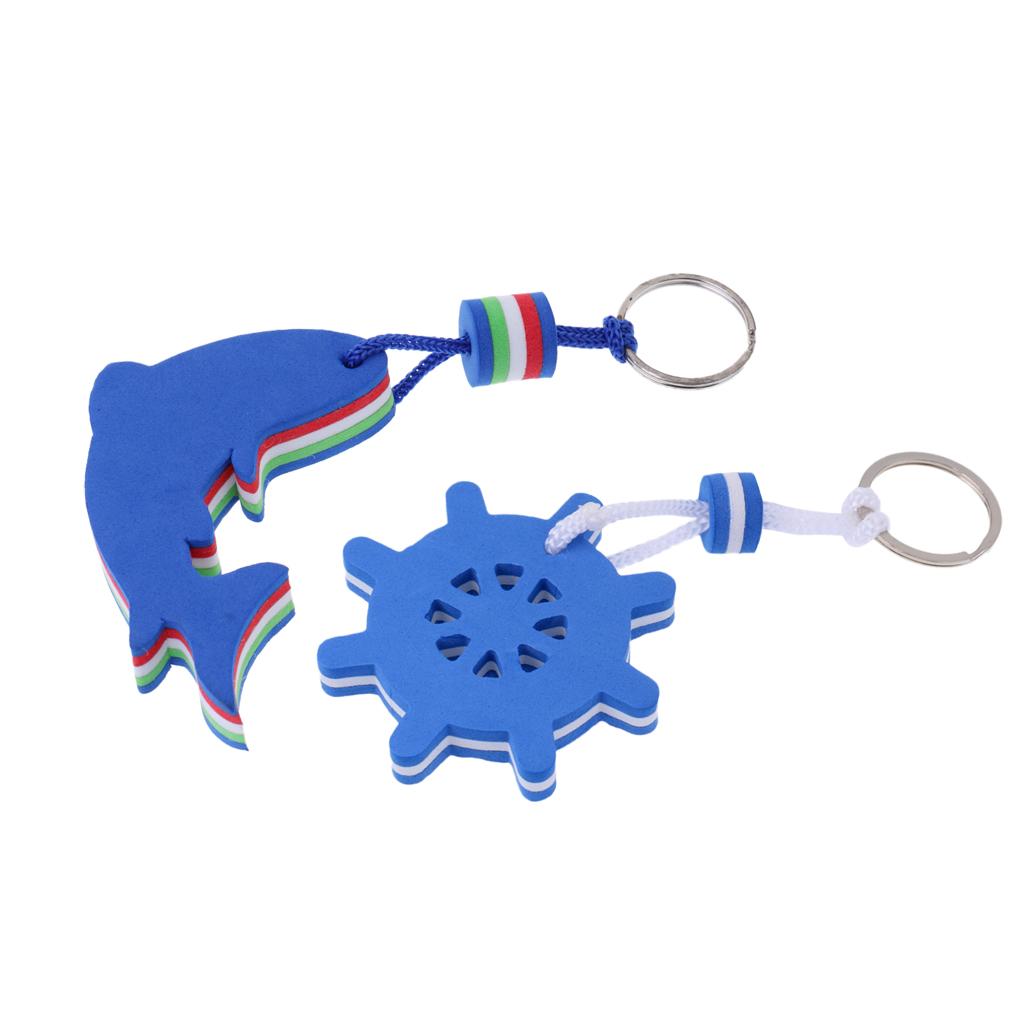 Blue Yachting Floating Boat Key Chain Key Ring Keyring Rudder Dolphin shape