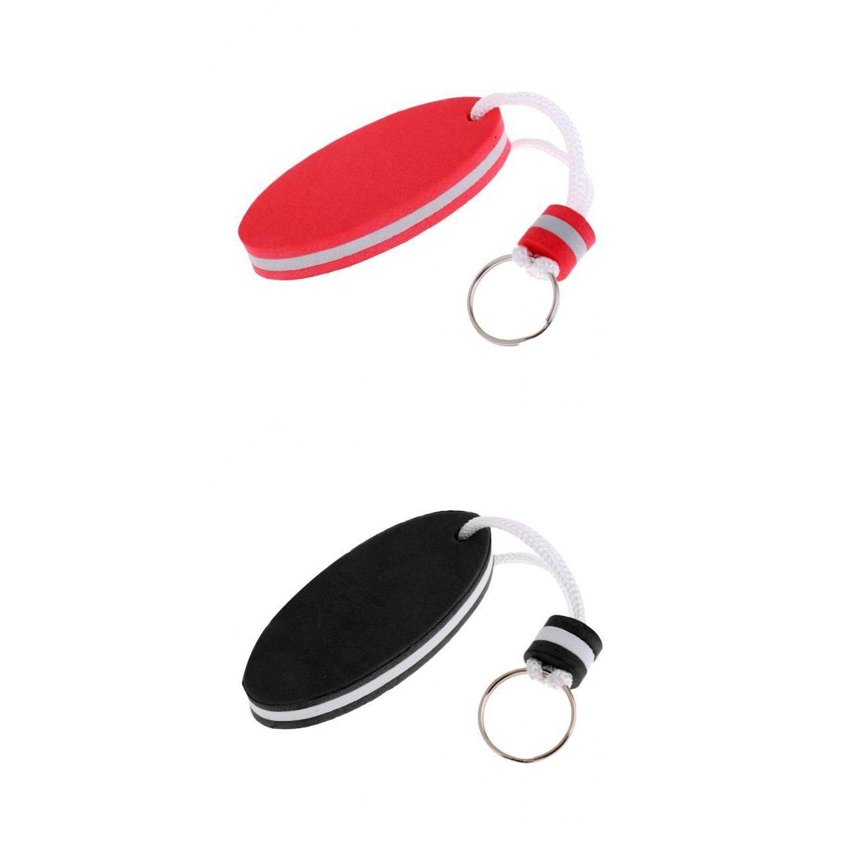 2pcs Oval Shaped EVA Foam Boating Floating Key Ring Boat Keychain Red Black