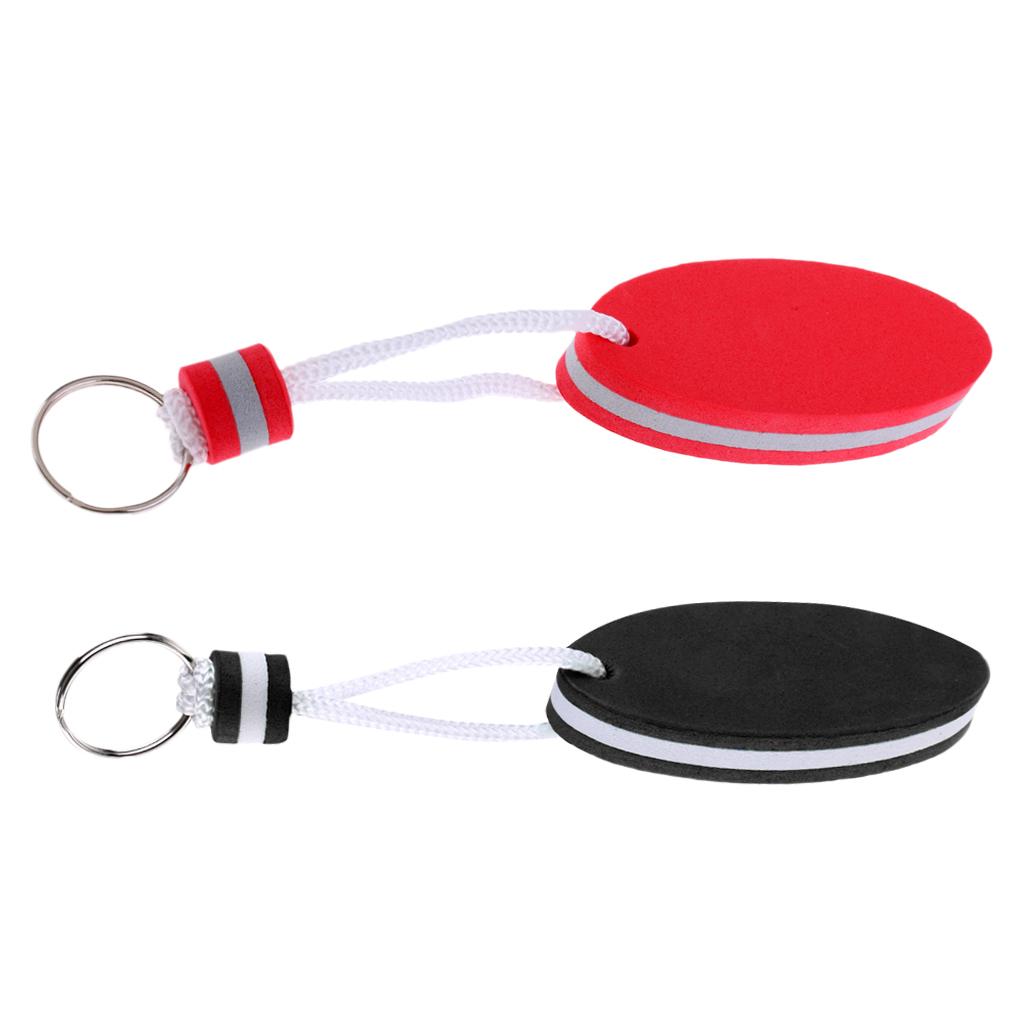 2pcs Oval Shaped EVA Foam Boating Floating Key Ring Boat Keychain Red Black