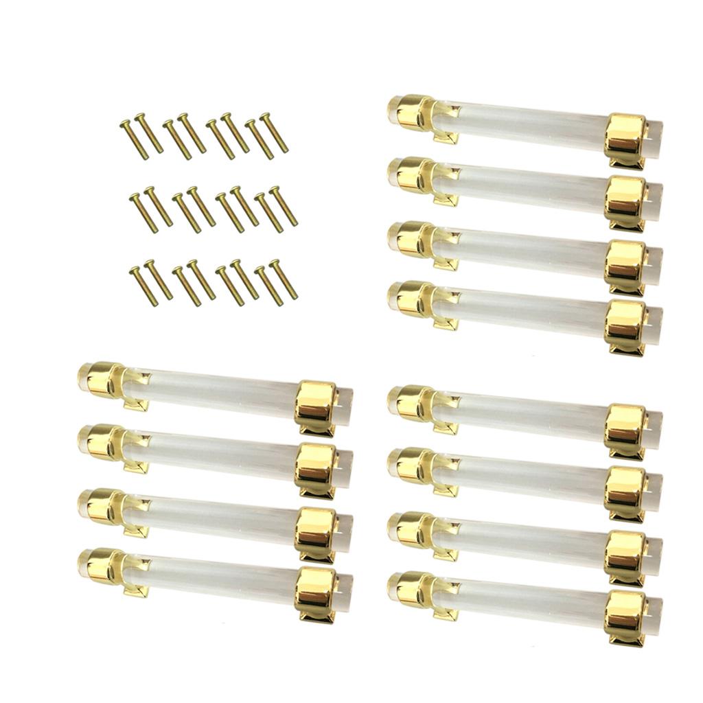12Pcs 96mm Acrylic Door Pull Knob Cabinet Cupboard Handle Hardware Gold