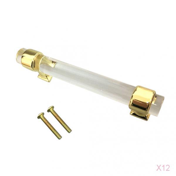 12Pcs 96mm Acrylic Door Pull Knob Cabinet Cupboard Handle Hardware Gold