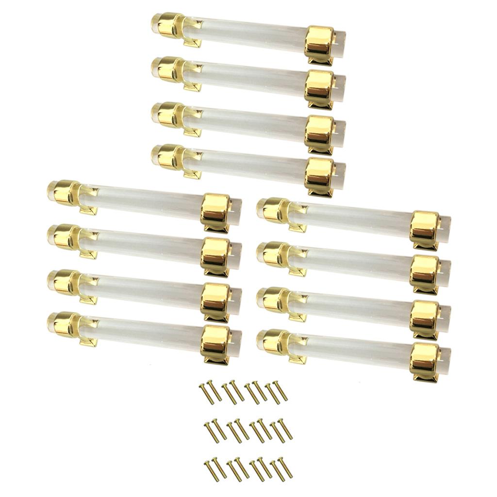 12Pcs 96mm Acrylic Door Pull Knob Cabinet Cupboard Handle Hardware Gold
