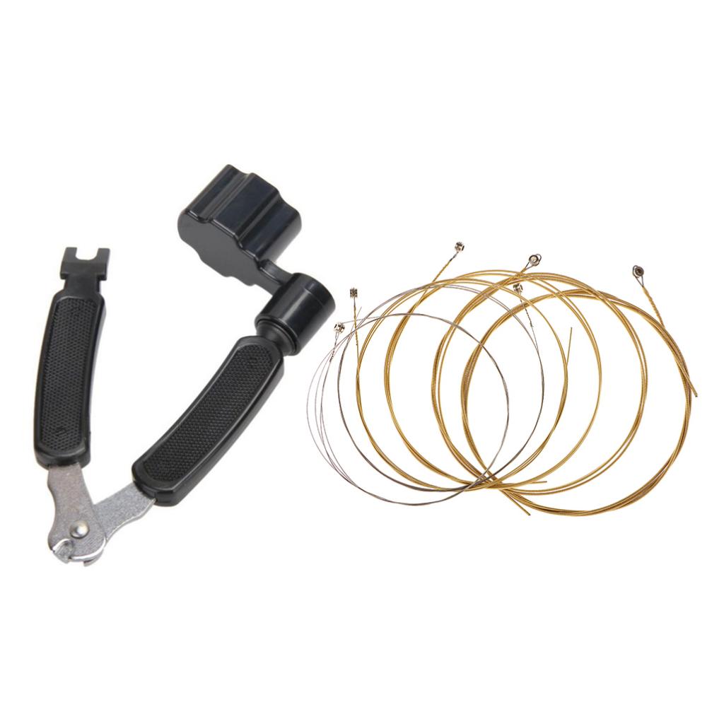 3 in 1 Guitar String Winder Bridge Pin Puller Cutter+6pcs Guitar Strings