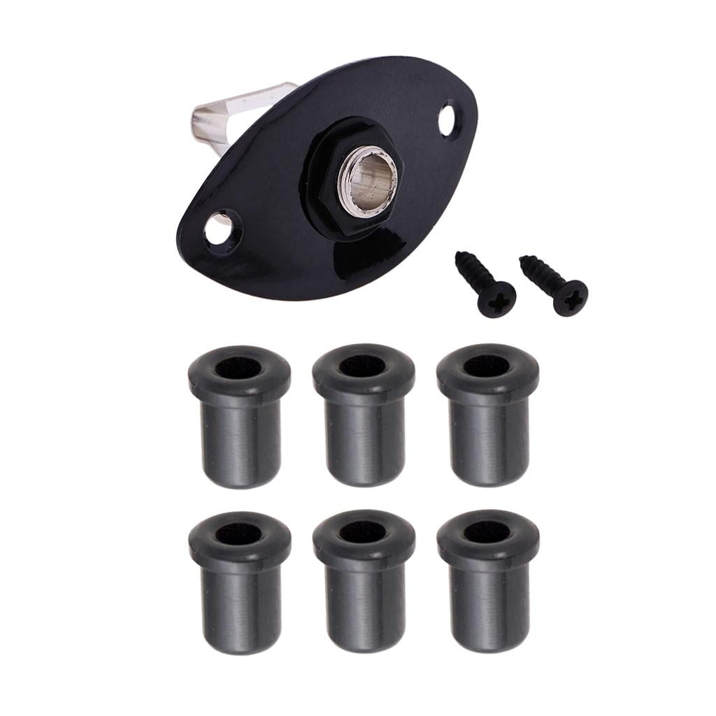 6pcs Guitar String Thru Body Mounting Ferrules+Oval Jack for Electric Guitar