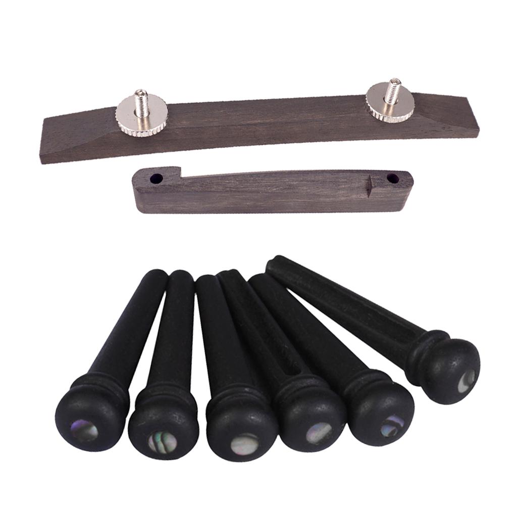 6pcs Acoustic Guitar Bridge Pins +Rosewood Guitar Bridge for Guitar Parts