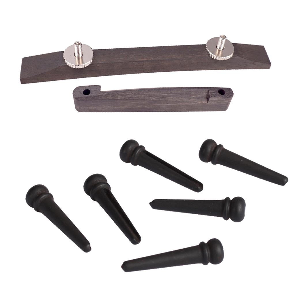 6pcs Acoustic Guitar Bridge Pins +Rosewood Guitar Bridge for Guitar Parts