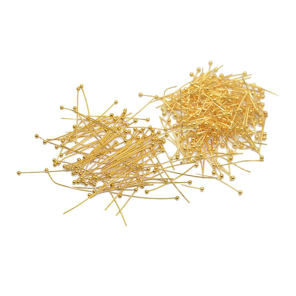 300 Pieces 20mm 30mm Gold Brass Ball Pins Jewelry Findings Headpins Eyepins