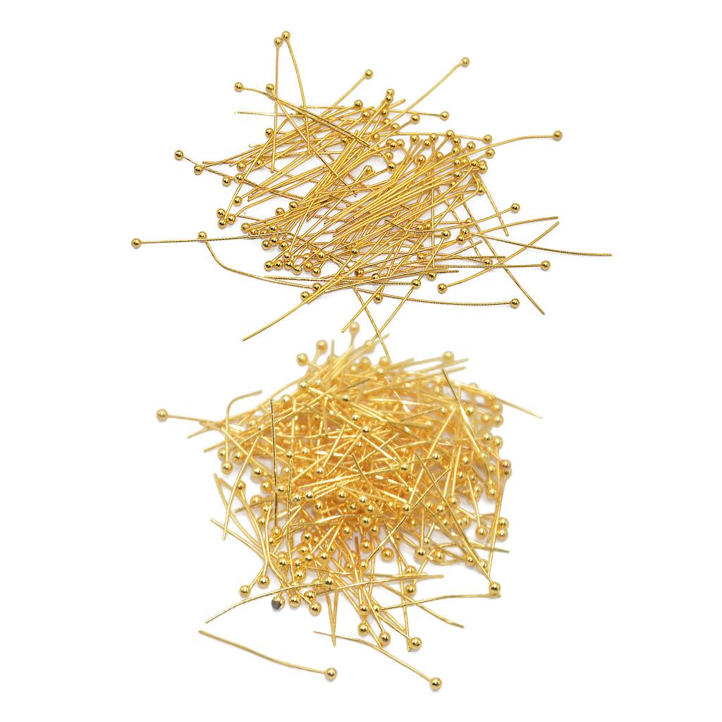 300 Pieces 20mm 30mm Gold Brass Ball Pins Jewelry Findings Headpins Eyepins