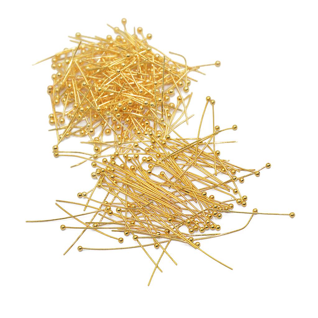 300 Pieces 20mm 30mm Gold Brass Ball Pins Jewelry Findings Headpins Eyepins