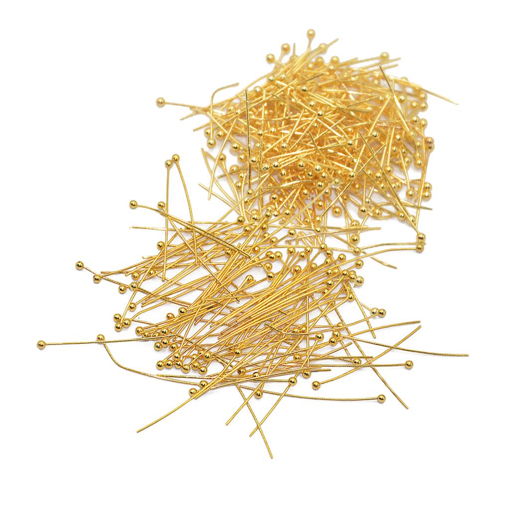 300 Pieces 20mm 30mm Gold Brass Ball Pins Jewelry Findings Headpins Eyepins