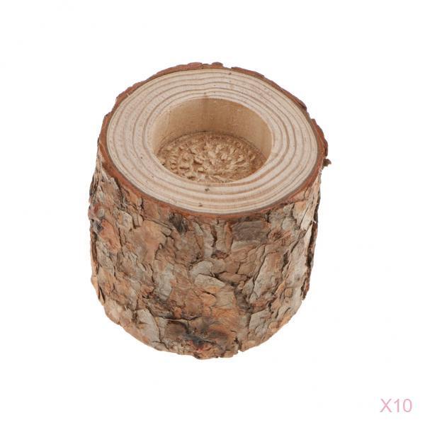 10-piece Natural Tree Stump Wooden Candle Holder Tea Light Wedding Decor 7cm