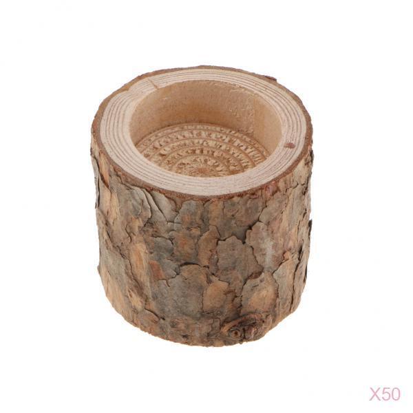 50-piece Natural Tree Stump Wooden Candle Holder Tea Light Wedding Decor 5cm