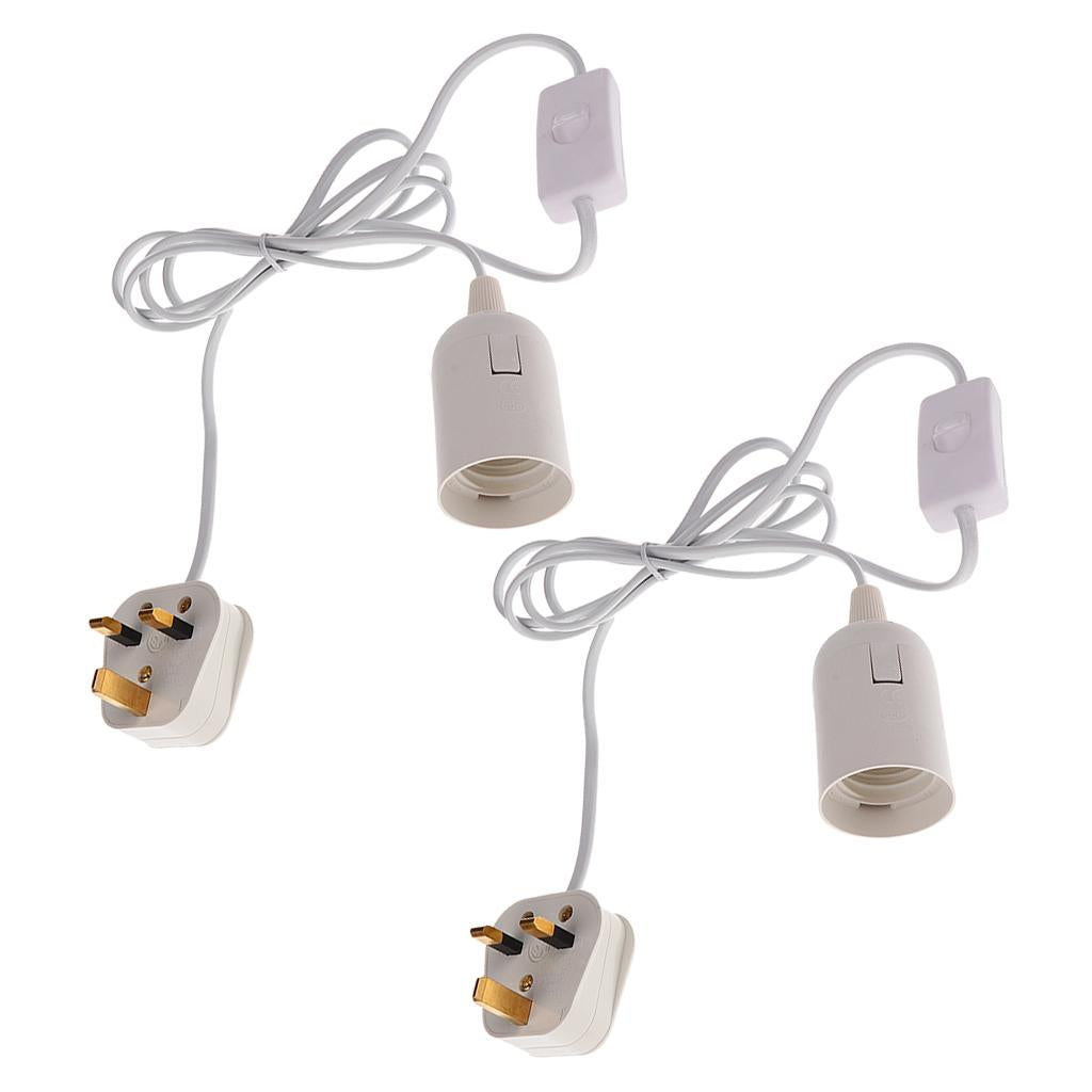 2x Cable Plug in Pendant Light Fitting with On/Off Switch E27 Lamp Holder UK