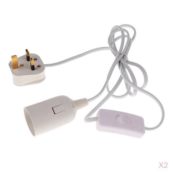 2x Cable Plug in Pendant Light Fitting with On/Off Switch E27 Lamp Holder UK