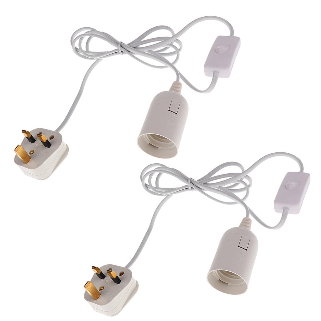 2x Cable Plug in Pendant Light Fitting with On/Off Switch E27 Lamp Holder UK