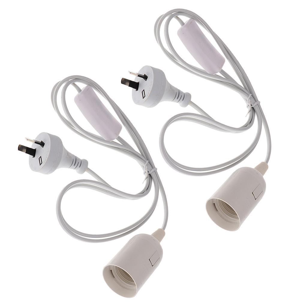 2xCable Plug in Pendant Light Fitting with On/Off Switch E27 Lamp Holder AU