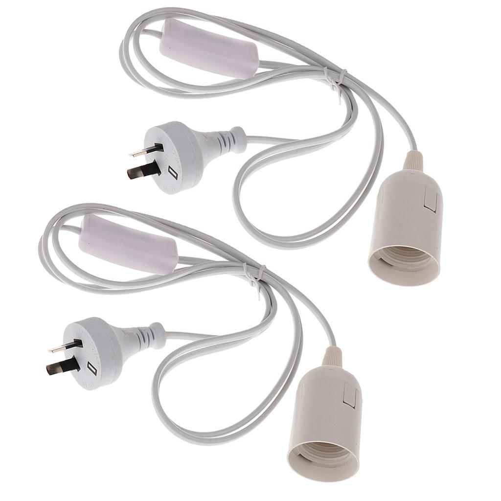 2xCable Plug in Pendant Light Fitting with On/Off Switch E27 Lamp Holder AU