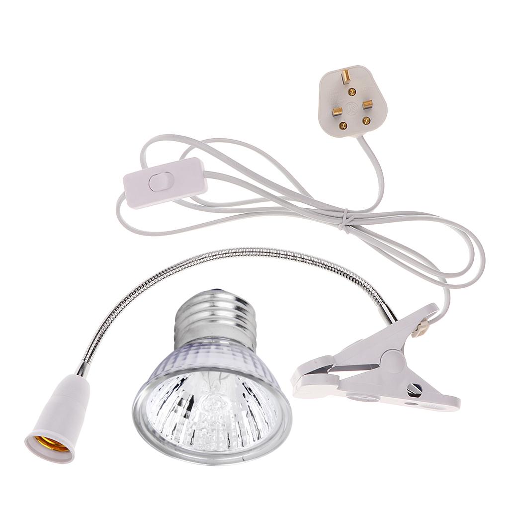 100W Pet Reptile Mini Halogen Light Bulb with Clip Lamp Holder Uk Standard