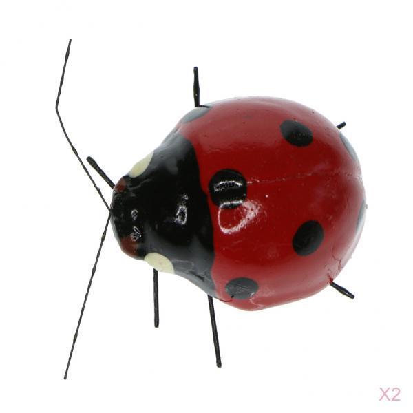 2 Pieces Ladybird Realistic Insect Pot Hangers Fridge Magnet Garden Decor