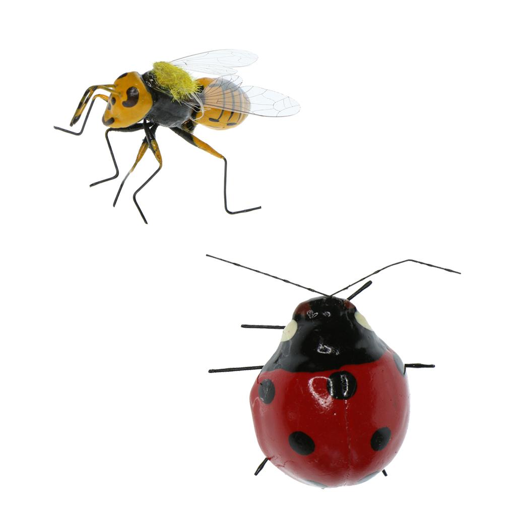 2 Piece Realistic Insect Pot Hangers Fridge Magnet Garden Decor Bee Ladybird