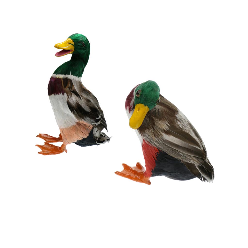 1 Pair Realistic Mallard Duck Ornament Decoy Home Garden Water Pond Decor