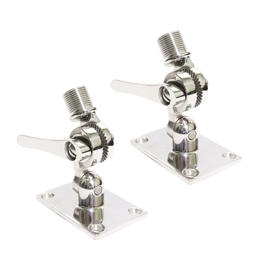2pcs Marine VHF Adjustable Antenna Base Mount 316 Stainless Steel For Boat