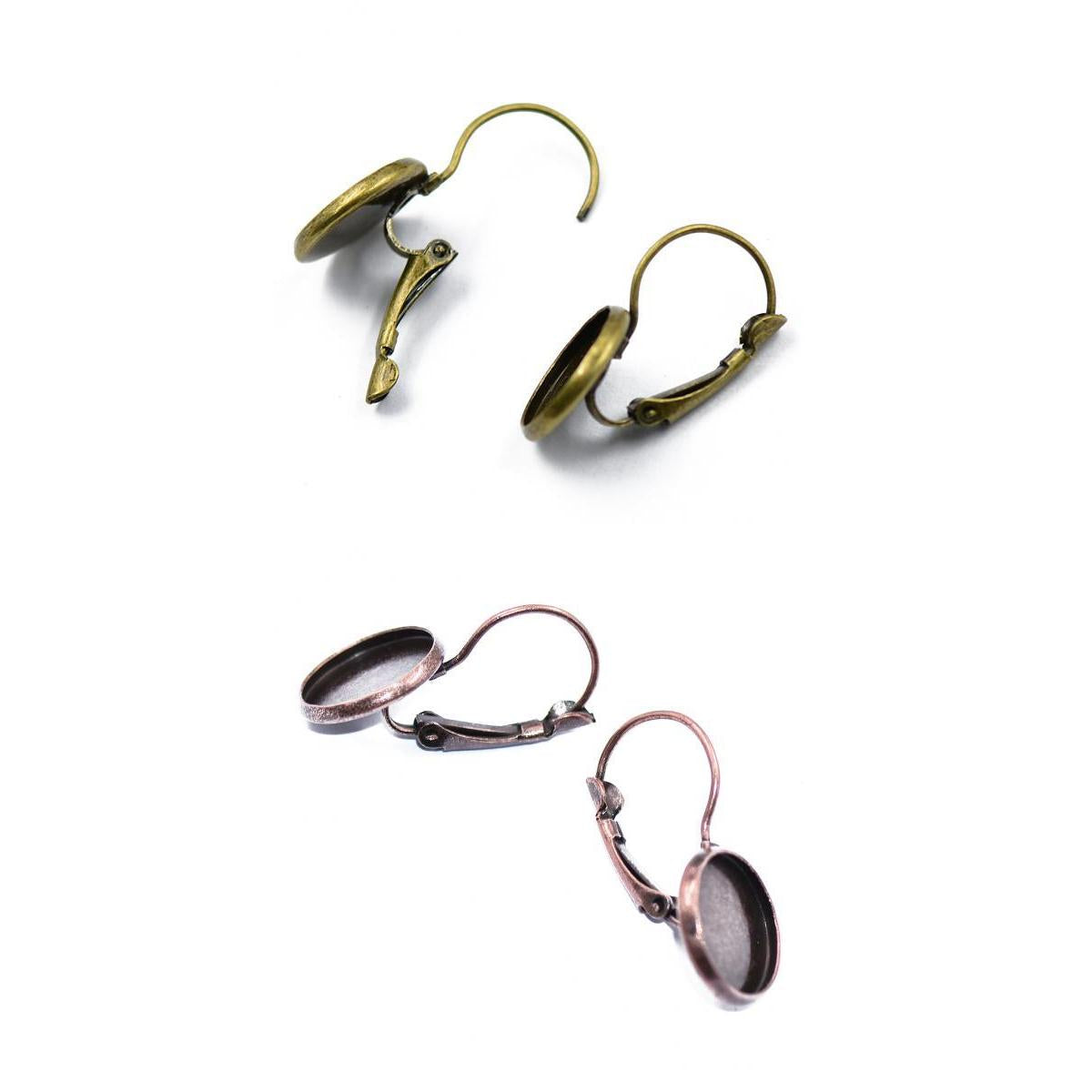 2 x 12 Pieces of Colors French Lever Back Earrings Blanks fit 12mm Cabochons