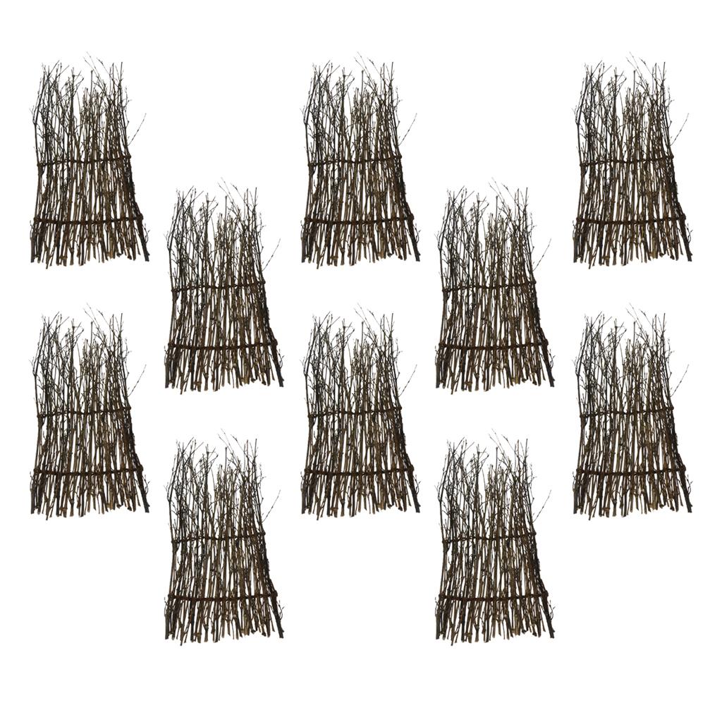 10 Pieces Garden Fence Screen Divider Border Bamboo Slat Reed Brushwood 30cm