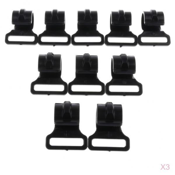 30pcs Camping Tent Clips Accessories Outdoor Tent Hook Clamp Black 2.5cm