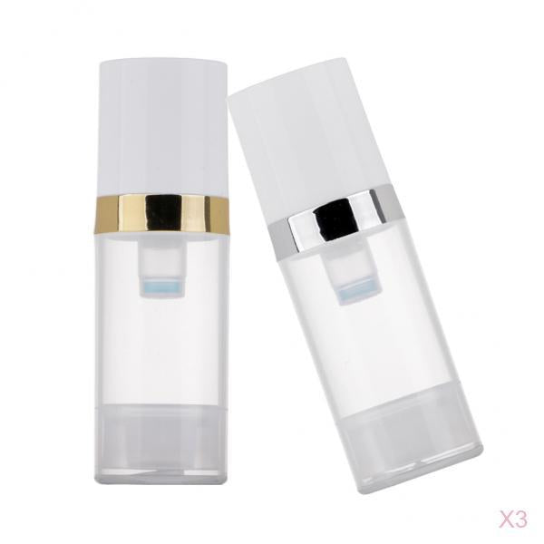 6x 10ml Clear Vacuum Press Pump Bottle Cosmetic Lotions Container Refillable