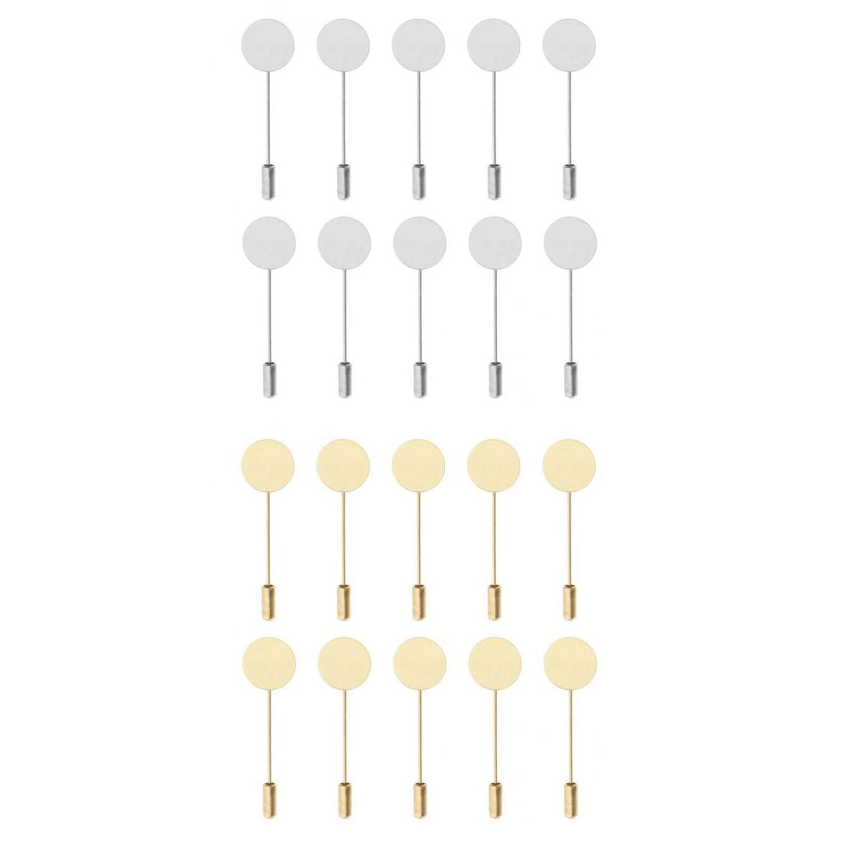 20 Pieces Copper Blank Base 1.5cm Lapel Stick Pin Hat Brooch DIY Art Craft