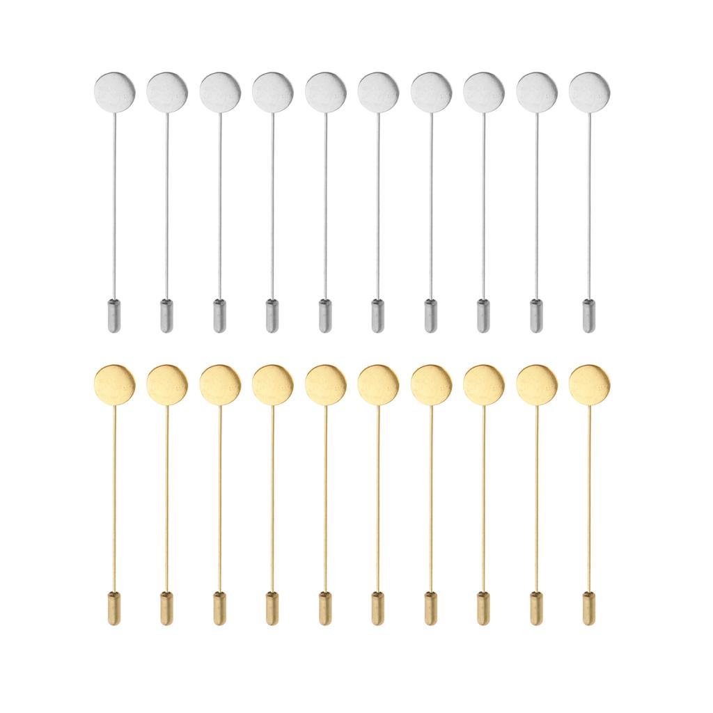20 Pieces Bulk Base 1.2cm Lapel Stick Pin Hat Scarf Brooch DIY Art Findings