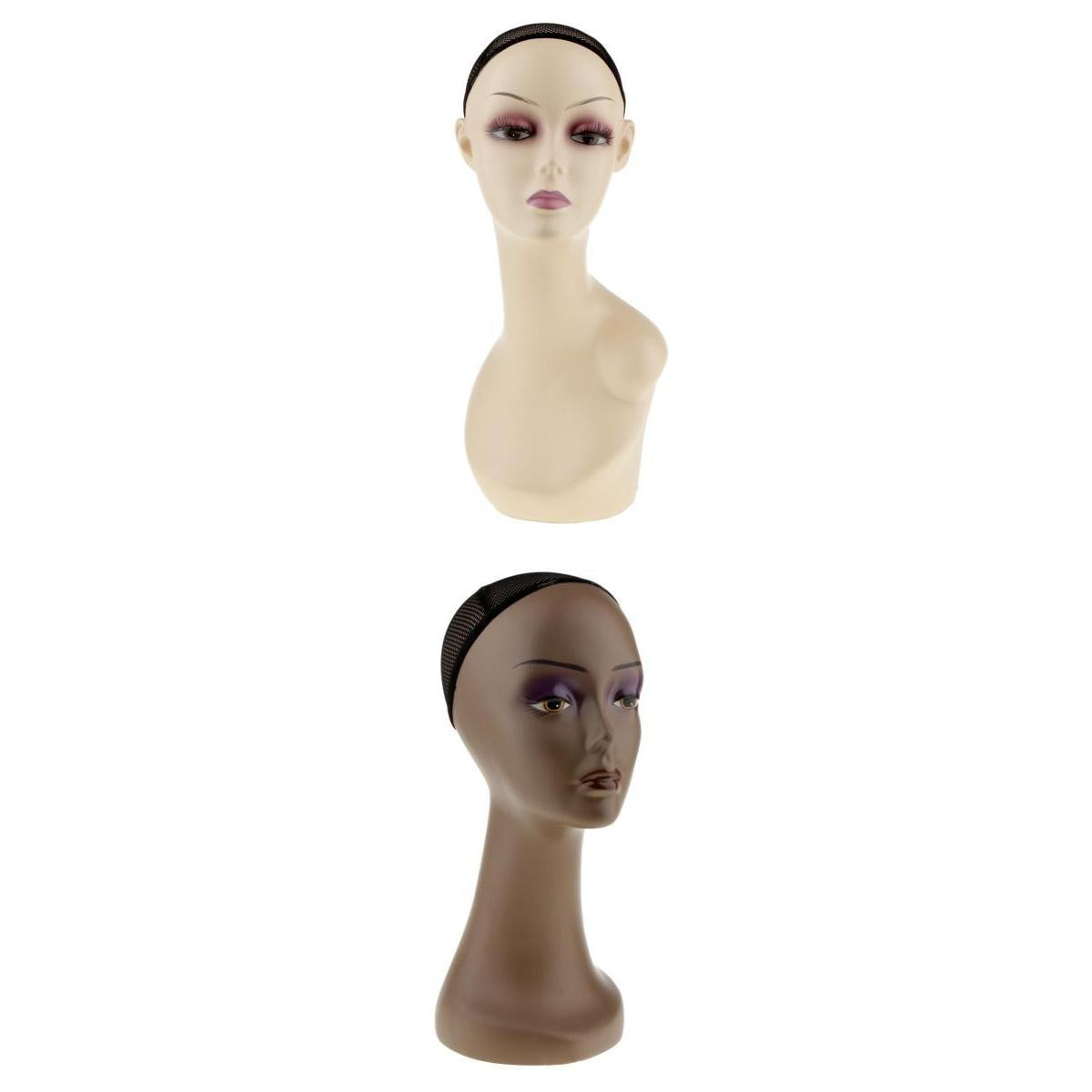 2x Female Mannequin Head Women Manikin Model Hair Wigs Glasses Scarf Display