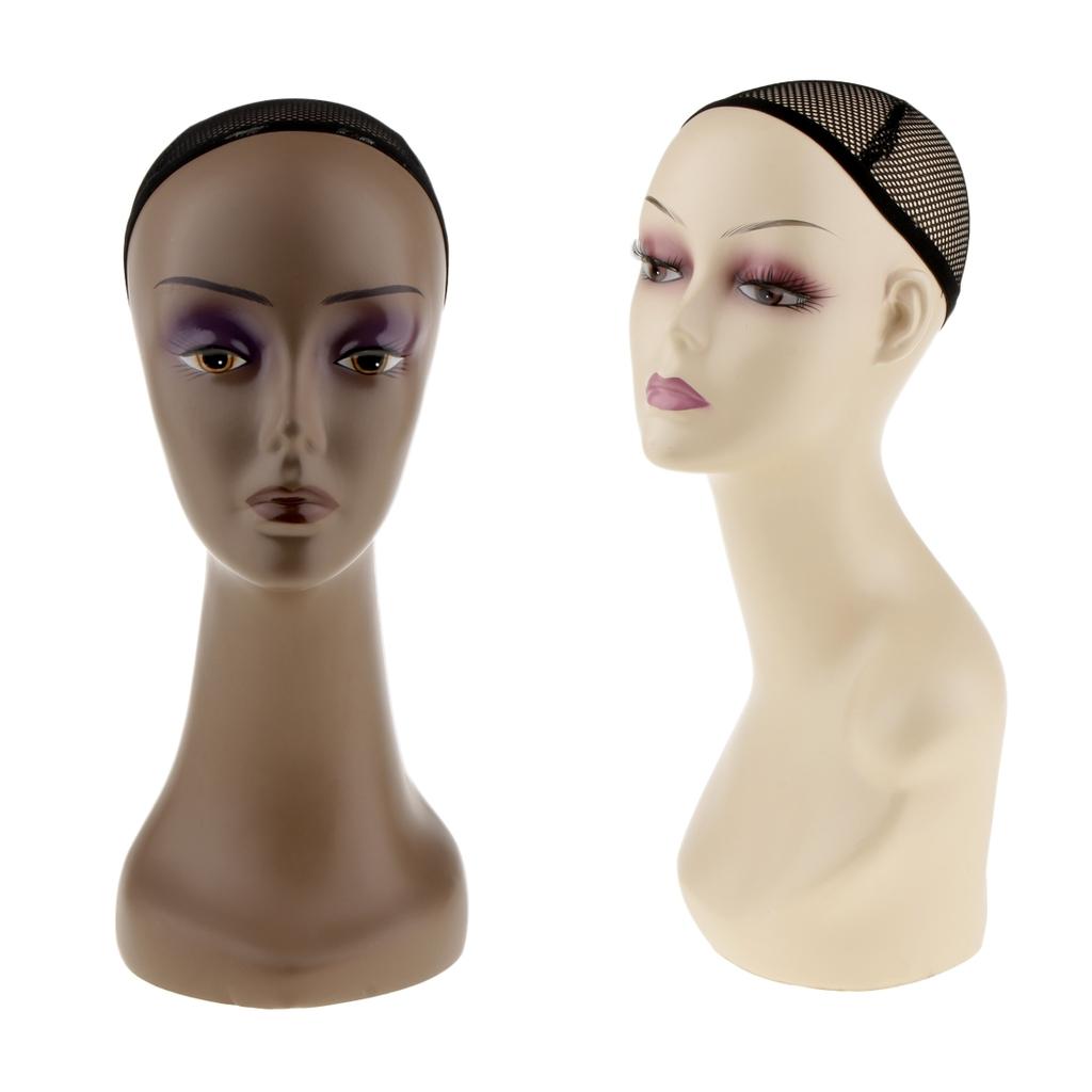 2x Female Mannequin Head Women Manikin Model Hair Wigs Glasses Scarf Display
